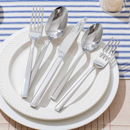 Silver Flatware Set for 12 - 60 Piece Stainless Steel Cutlery - Variation of THIS listing