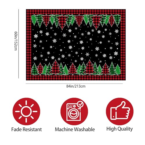 Pinata Black Buffalo Plaid Christmas Tablecloth 60 x 84 Inch Rectangular Holiday Decor