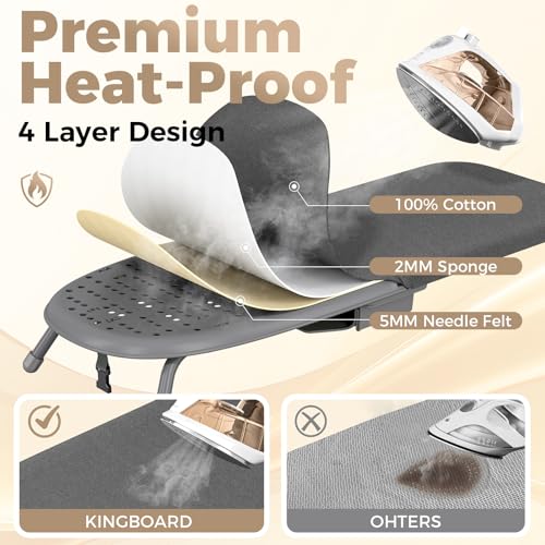 KINGBOARD Black Folding Tabletop Ironing Board with Iron Holder, 12x32 Inches