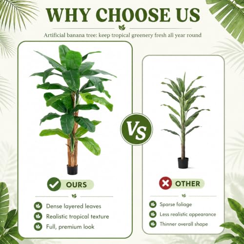Keeplush 8ft Extra Tall Artificial Banana Tree with 24 Large Leaves, Indoor Outdoor Decor
