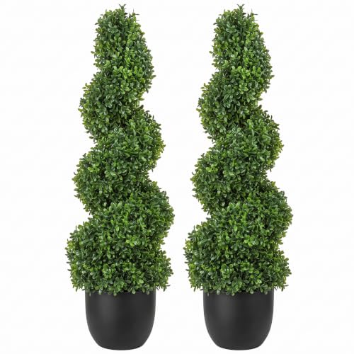 3ft VEVOR Artificial Spiral Topiary Trees - Set of 2 Faux Outdoor Indoor Plants