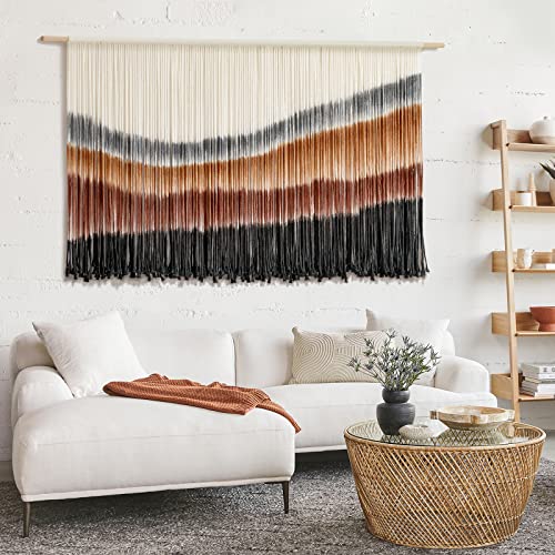 Coffee Boho Macrame Wall Hanging Tapestry - Large 57x35 Inches Home Decor