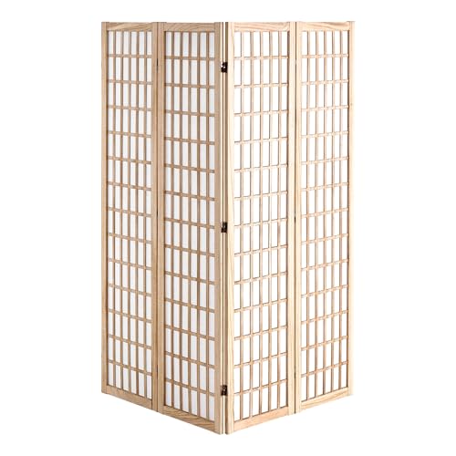 VEVOR 4 Panel Japanese Room Divider Natural Folding Privacy Screen Indoor & Office