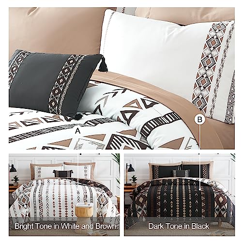 King Size Reversible Comforter Set - 7 Pieces Western Bedding Brown