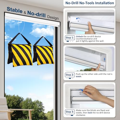 No-Drill Motorized Blackout Blinds with Remote, White, 34.5" x 72" - Variation of THIS listing