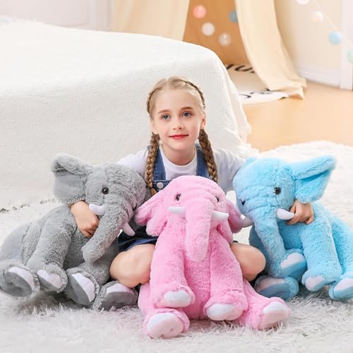 JellyMallow Gray Elephant Weighted Stuffed Animal 5 lbs, 16-Inch Plush Toy