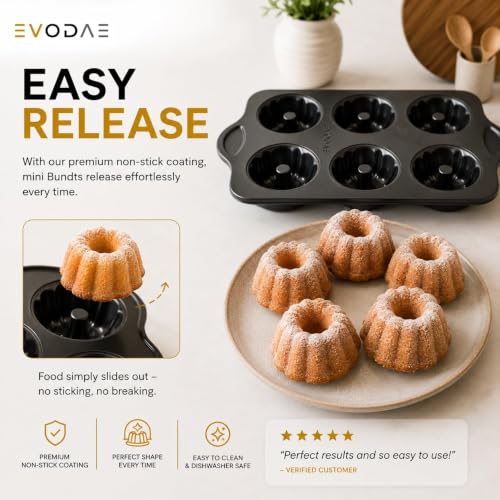 Mini Bundt Cake Pans for Baking – Set of 2 6 Cups Each (12 Total)