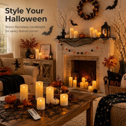 24pcs White Outdoor LED Candles with Remote - Waterproof Flickering Flameless Decor