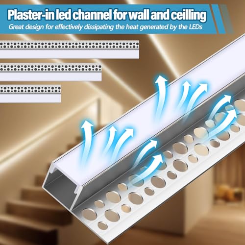 Glooglitter 8 Pcs 6.6ft (2m) LED Aluminum Channel Flush Fit for Wall Mounting