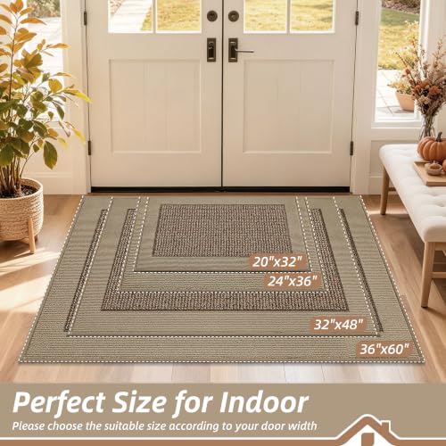 Indoor Door Mat 32x48 Taupe Dirt Trapper Non-Slip Entrance Rug - Low Profile