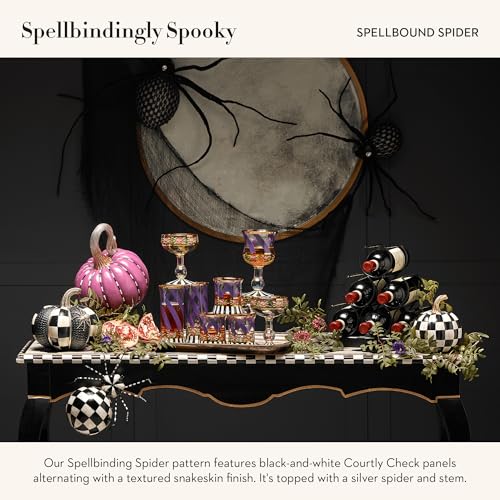Halloween Pumpkin Decor with Spider and Checkered Pattern - Autumn Home Accent