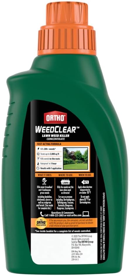 Ortho WeedClear Lawn Weed Killer Concentrate - Effective Crabgrass, Dandelion & Clover Control | 32 fl. oz.