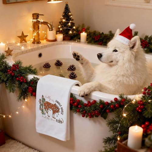 Koesus SD-14 Western Cactus Christmas Horse Kitchen Towels - 16x24 Inches