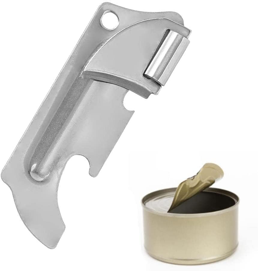 Stainless Steel Military Style Can Opener Keychain, Portable Can Opener for Kitchen, Travel, Camping, Survival