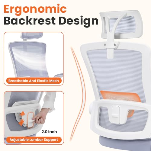 Office Desk Chair with Mesh Back and Flip-Up Armrests - Purple, Ergonomic