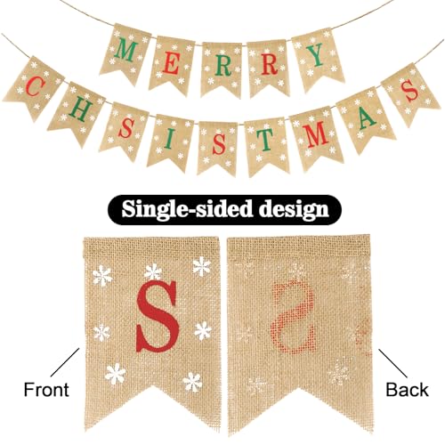 JijAcraft Pre-assembled Burlap Christmas Banner - Merry Christmas (Red & Green) Indoor Outdoor