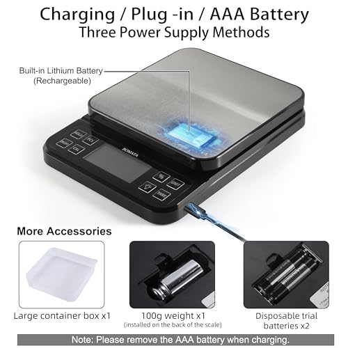 BOMATA Black Large Digital Kitchen Scale 0.1g Precision 11lb Baking Food Weighing