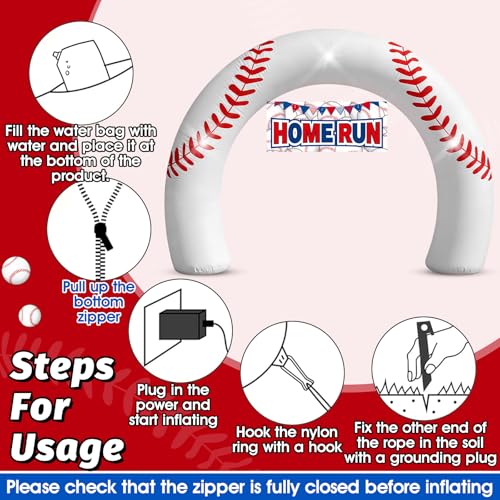 Inflatable Baseball Arch Decoration with 3LED Lights - 8FT Giant Sports Entrance