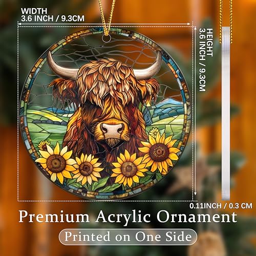 Highland Cow Decor Gifts Stocking Stuffers Highland Cow Ornament Christmas Tree Decorations Ornaments for Living Room Bathroom Decor Bedroom Field Birthday