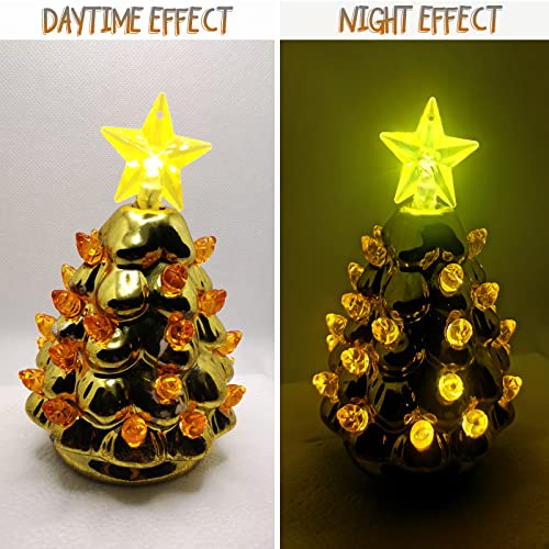 Lucky 7 Series Golden Yellow Replacement Bulbs for Ceramic Christmas Tree – 177 LEDs with 2 Star Topper Styles