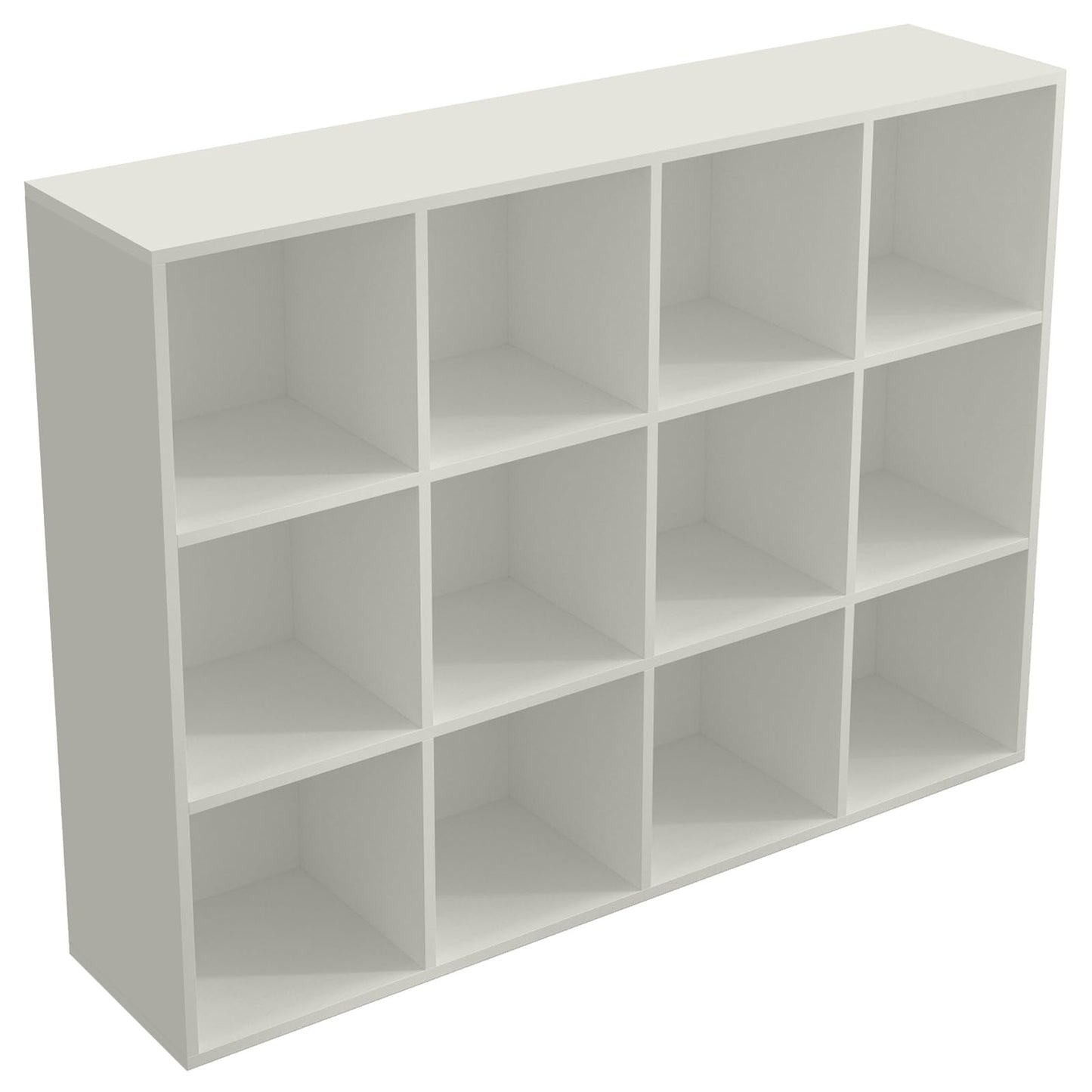 OSCHF 12-Cube Storage Shelf Bookcase - Wooden 3-Tier Floor Standing Open Bookshelf for Home and Office, Display Cabinet, Warm White