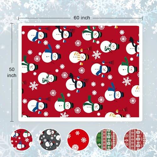 Touchat Sherpa Fleece Throw Blanket 50" x 60" Red Snowman - Cozy Christmas Plug-in