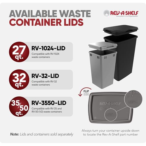 Rev-A-Shelf 27 qt White Polymer Waste Container Replacement for Pullouts – 2-Pack