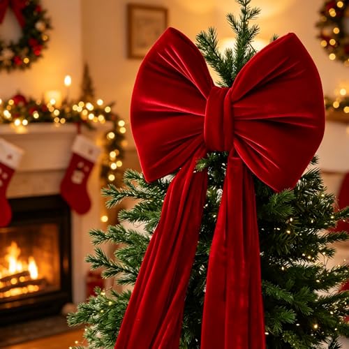 Large Oversized Bow Decoration Wine Red Velvet for Christmas Trees & Holiday Displays - Model THIS LISTING