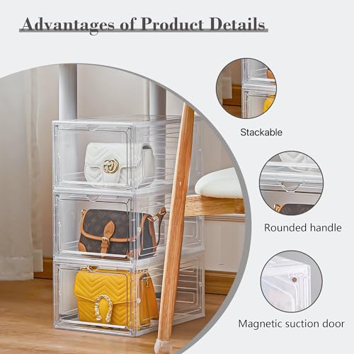 Stackable Clear Storage Bins with Lids - 19 Qt, 9 Pack, White, See-Through