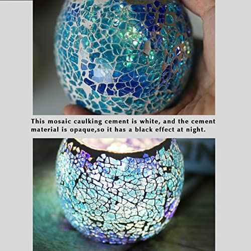 Romantic Mosaic Cracked Candle Holders(NO Candles) Wedding Dinner by Candlelight,Handmade Tea Light Holders Candlescape Bowl for Valentine's,Christmas Table Centerpiece,Party Decor 1 PC(Blue)