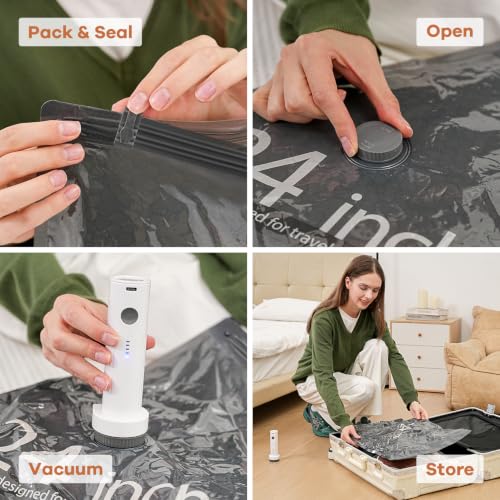 16 Pack Vacuum Storage Bags with Wireless Pump for Travel & Suitcase