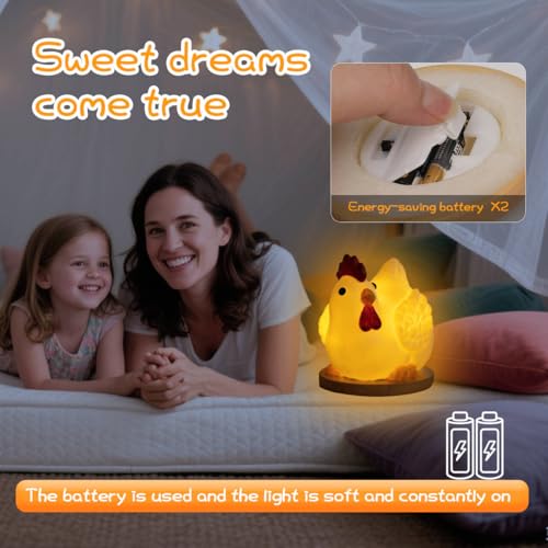 Chicken Egg Night Lght, Handwork Cute Chicken Butt Lamp, Funny Battery-Operated Table Lamp Decoration for Home, Bedroom, Study Room, LED Animal Novelty Lamp for Birthday Christmas Gifts