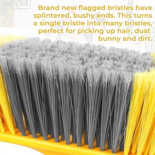 TreeLen B-Yellow 6 Pack Indoor Soft Bristle Brooms with 55-Inch Handle for Hardwood Floors