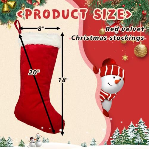LinaGarten 6-Pack 20" Red Plush Christmas Stockings with Fur Cuff – Traditional Large Holiday Decorations