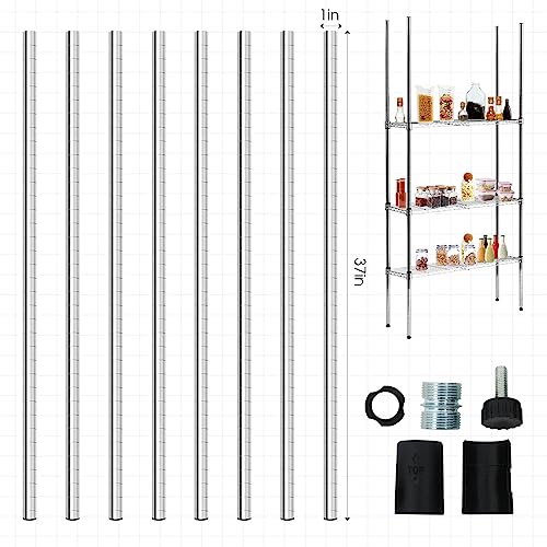 Sliver 74-Inch Wire Shelving Posts with 50 Clips - Chrome Steel, 4 Pack