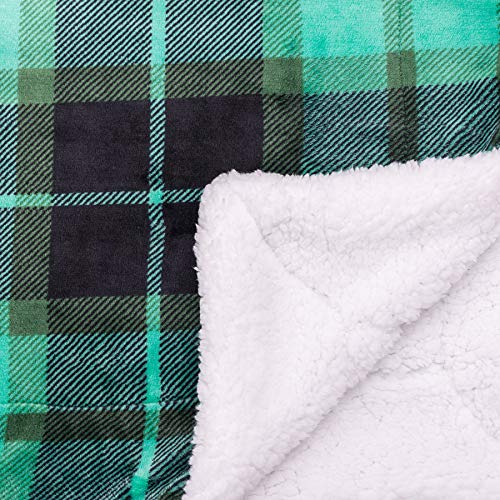 SOCHOW Sherpa Plaid Fleece Throw Blanket, Double-Sided Super Soft Luxurious Bedding Blanket 90 x 108 inches, Green