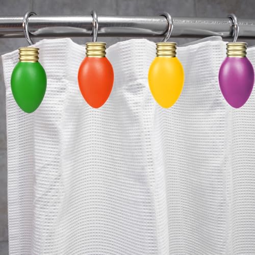 Whaline Christmas Shower Curtain Hooks 12-Pack with String Lights Design