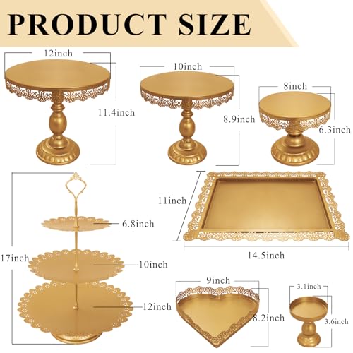 9-Piece Metal Cake Stand Set with Multiple Styles Gold Dessert Display Tower