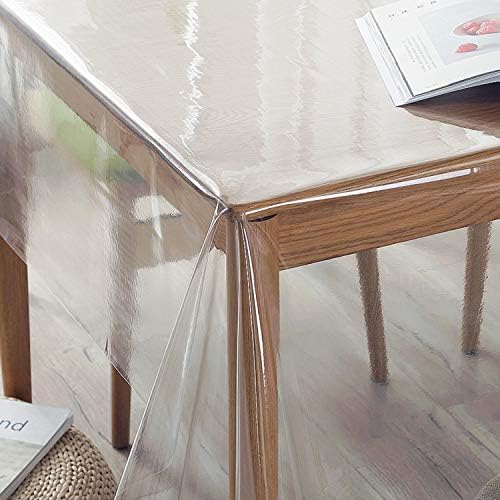 sancua Clear Plastic 100% Waterproof Tablecloth - 60 x 84 Inch - Vinyl PVC Rectangle Table Cloth Protector Oil Spill Proof Wipe Clean Table Cover for Dining Tables, Parties & Camping, Crystal Clear
