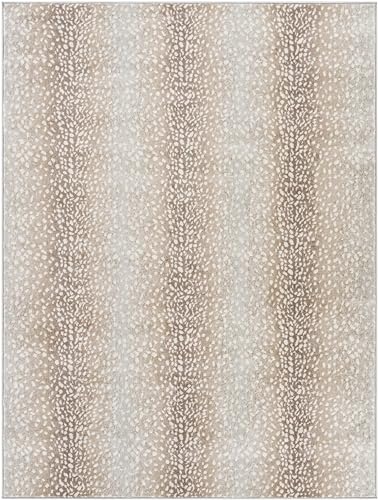 Livabliss 5'3" x 7'1" Camel Light Gray Antelope Print Area Rug - Modern Animal Theme