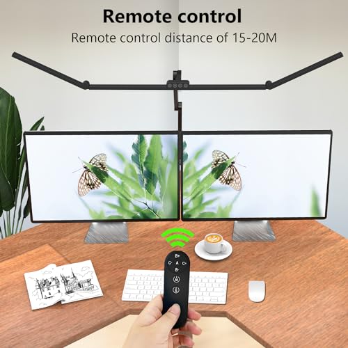 EPABINA Black 3000 Lumen Dimmable LED Desk Lamp with Clamp & Remote, 47-Inch Overhead Light Bar for Home Office