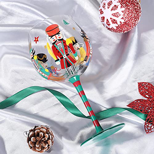 Nutcracker Balloon Wine Glass 20 oz - Hand Painted Christmas Gift