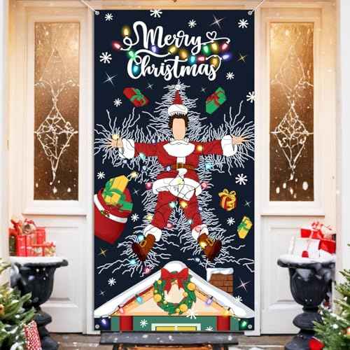 Merry Christmas Decorations Christmas Vacation Door Cover Xmas Front Door Banner Decorations Funny Hanging Banner for Home Holiday Christmas Decor