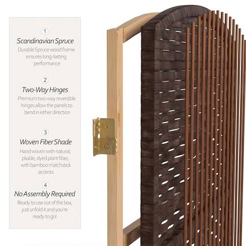 Red Lantern Short Diamond Weave Fiber Folding Screen - Dark Mocha, 4 Panels