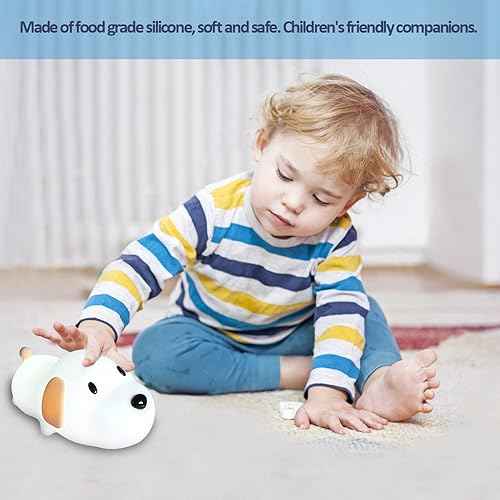 Led Cute Dog Night Light, Dimmable Nursery Puppy Kawaii Lamps, Super Squishy Silicone USB Rechargeable Touch Control Night Lamp for Kids Adults, Used for Camping Party Room Decor (Dog)