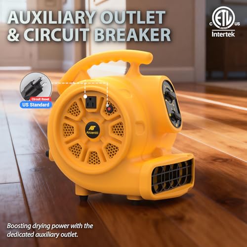 Airzentti Yellow 1100 CFM 3-Speed Industrial Floor Blower Fan with Timer
