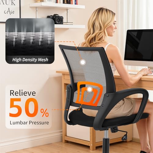 Ergonomic Mesh Office Chair Black - Adjustable Computer Desk Chair, Supports Up to 250 lbs