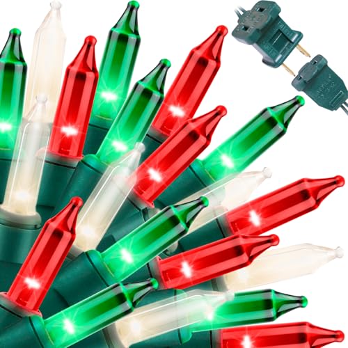 LAMPHOME Red Green Clear Christmas String Lights 150 LEDs 31.9ft Outdoor Indoor