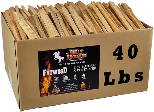 Billy Buckskin 40lb Box Fatwood Fire Starter Sticks, 100% Natural