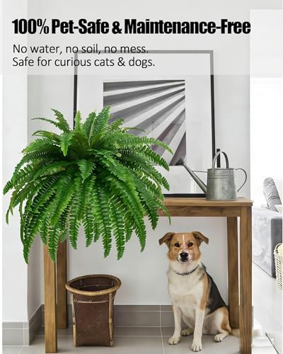 Large Artificial Boston Fern Plant - 47 Inch Faux Bush with 88 Branches, Indoor & Outdoor Decor